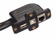 USB-A USB-B RJ45 LAN, Sockets in one overmould to Overmoulded Plugs